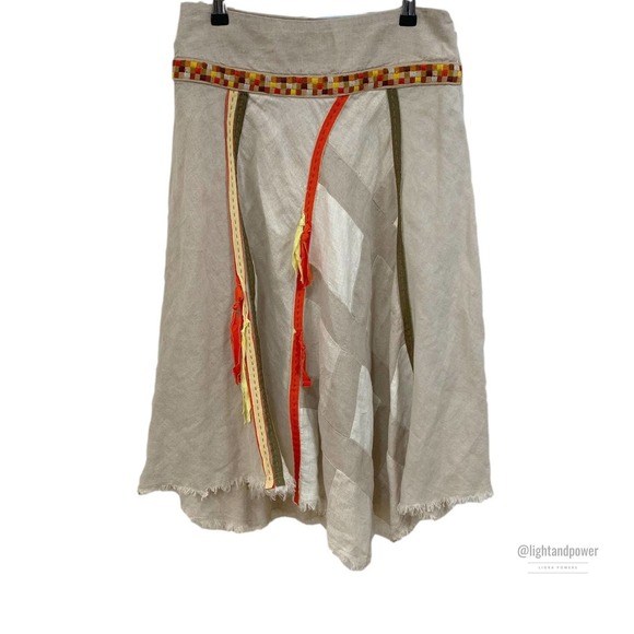 Free People Dresses & Skirts - Free People Asymmetric Linen Raw Hem Skirt 0 EUC